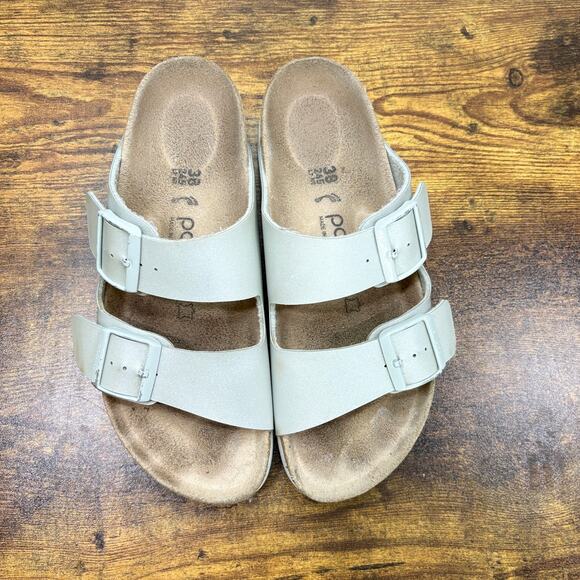 Birkenstock Papillio Womens Size 7 EU 38 Narrow Arizona Sandals Metallic Mineral - Picture 2 of 16